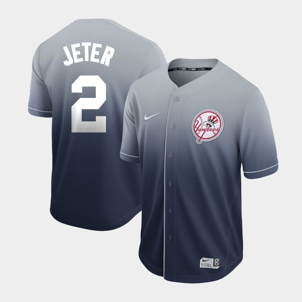 Men New York Yankees #2 Jeter Grey Nike Fade MLB Jersey->baltimore orioles->MLB Jersey